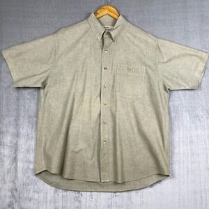 Vintage Wrangler Rugged Wear Mens Shirt XL 17-17 1/2 Button Down Khaki Workwear